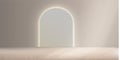Empty studio background with arched doorway vector, soft glowing light for modern product displays & professional presentations Royalty Free Stock Photo