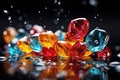 CBG Gummies. a bunch of colored glass balls on top of water Royalty Free Stock Photo