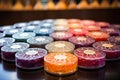 CBG Gummies. a close up of stacks of colorful candles in cups