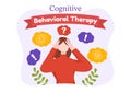 CBT or Cognitive Behavioural Therapy Vector Illustration with Person Manage their Problems Emotions, Depression or Mindset Royalty Free Stock Photo