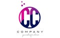 CC C C Circle Letter Logo Design with Purple Dots Bubbles