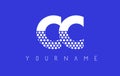 CC C C Dotted Letter Logo Design with Blue Background.