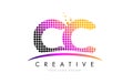 CC C C Letter Logo Design with Magenta Dots and Swoosh