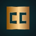 CC Creative Commons icon vector. Gradient gold metal with dark background