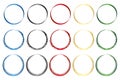 Set of circles frame with metallic texture on a white background. 3 line styles in colors are Olympic symbol . Royalty Free Stock Photo