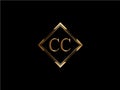 CC Initial diamond shape Gold color later Logo Design