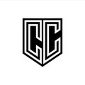 CC Logo monogram shield geometric white line inside black shield color design