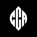 CCA circle letter logo design with circle and ellipse shape. CCA ellipse letters with typographic style. The three initials form a Royalty Free Stock Photo