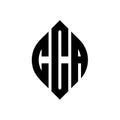 CCA circle letter logo design with circle and ellipse shape. CCA ellipse letters with typographic style. The three initials form a Royalty Free Stock Photo