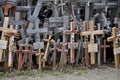 Cca 12 km north of the city of SIAULIAI / LITHUANIA - July 24, 2013: Close view of the Hill of Crosses, a place of worship for Chr