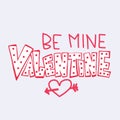 Be my valentine word and heart vector illustration