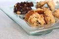 Cclose up Cookies on plate glass Royalty Free Stock Photo