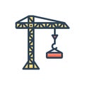 Color illustration icon for crane Building, building and constructing