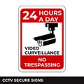 Cctv, Alarm, Monitored And 24 Hour Video Camera Surveillance Sign In Vector, Easy To Use And Print Design Templates.