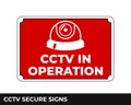 Cctv, Alarm, Monitored And 24 Hour Video Camera Surveillance Sign In Vector, Easy To Use And Print Design Templates.