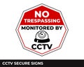 Cctv, Alarm, Monitored And 24 Hour Video Camera Surveillance Sign In Vector, Easy To Use And Print Design Templates.