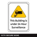 Cctv, Alarm, Monitored And 24 Hour Video Camera Surveillance Sign In Vector, Easy To Use And Print Design Templates