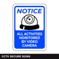 Cctv, Alarm, Monitored And 24 Hour Video Camera Surveillance Sign In Vector, Easy To Use And Print Design Templates