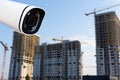 CCTV with Blurring Building construction background. Royalty Free Stock Photo