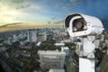 CCTV with Blurring City in background. Royalty Free Stock Photo