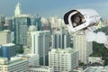 CCTV with Blurring City in background. Royalty Free Stock Photo