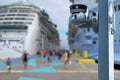 CCTV camera on the background of a cruise ship.