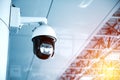 CCTV Camera hanging on the roof Royalty Free Stock Photo
