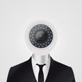 CCTV camera headed man. Security concept. Vector