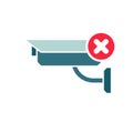 CCTV Camera icon, Security Surveillance icon with cancel sign. CCTV Camera icon and close, delete, remove symbol
