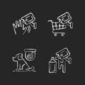 CCTV camera installation chalk white icons set on dark background