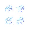 CCTV camera installation gradient linear vector icons set