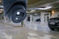 cctv camera installed on the parking lot to protection security. Copy space. Royalty Free Stock Photo