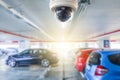 Cctv camera installed on the parking lot to protection security Royalty Free Stock Photo