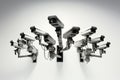 CCTV camera isolated on white background. 3d render illustration, 3D rendering of a group of security cameras on a white Royalty Free Stock Photo