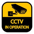 CCTV Camera label.Black Video surveillance sign on white background. illustration