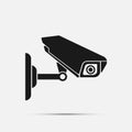 Cctv camera line on white background. illustratio