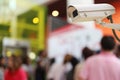 CCTV Camera Record on blur background of people in the Shopping Royalty Free Stock Photo
