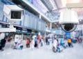 Cctv camera or security camera on airport background