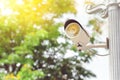 CCTV camera security in green park. Royalty Free Stock Photo