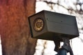 CCTV camera security hidden in the park. Royalty Free Stock Photo