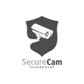 CCTV Camera with Shield icon Logo Design Vector Template, Concept Symbol Royalty Free Stock Photo