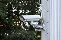 CCTV camera on the street on the warehouse wall Royalty Free Stock Photo