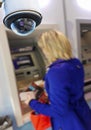 CCTV camera surveillance cash dispenser Royalty Free Stock Photo
