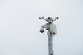 CCTV cameras mounted on a pole. Professional security cameras scan the street. Record video from the camera in 4K