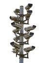 CCTV cameras mounted on surveillance tower