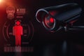 Cctv is checking information about citizen in surveillance security system concept. Big brother is watching you concept. 3D Royalty Free Stock Photo