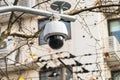 CCTV 360 degree surveillance camera over the road with domed glass Royalty Free Stock Photo