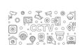 CCTV horizontal illustration. Vector concept line banner