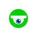 CCTV icon, security video round  camera surveillance with eye. Vector clipart and drawing. Isolated illustration. Royalty Free Stock Photo