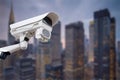 CCTV monitoring, security cameras. Backdrop with views of the city during twilight. Royalty Free Stock Photo